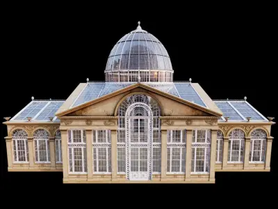 Greenhouse ornate building with glass roof 3D model