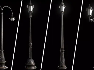 Street Light Low-poly 3D model 11