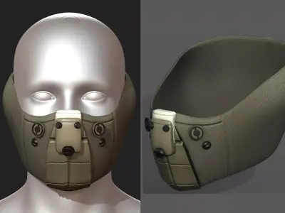 Gas mask helmet 3d model scifi Low-poly  Low-poly 3D model