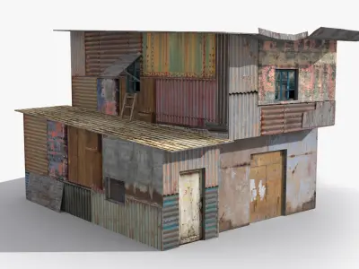 Slum x4 Low-poly 3D model
