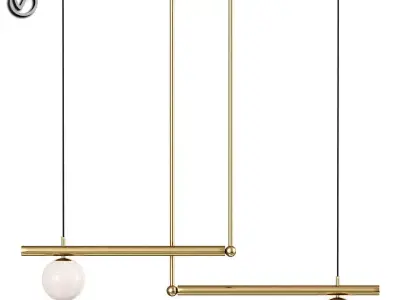 Barra Lamp With Ball Shaped Shades 3D model