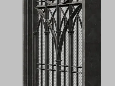 Fantasy gothic stained glass window 3D model