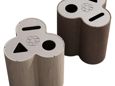 529 exterior and architecture 21 trash cans trio by materia 3D model