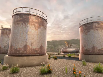Oil Tanks Low-poly 3D model