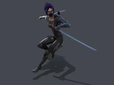 Ninja Female Rigged Low-poly 3D model