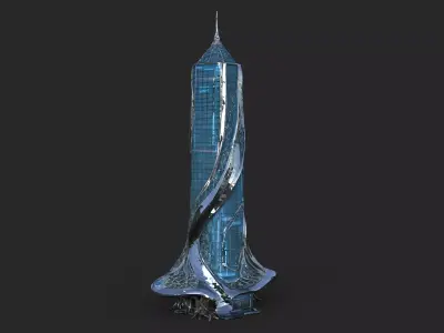Futuristic Skyscraper High Detail 3D model