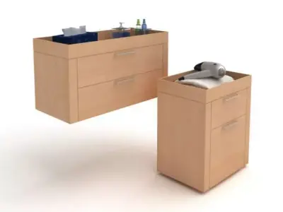 Wooden Matching Bathroom Furniture 3D model