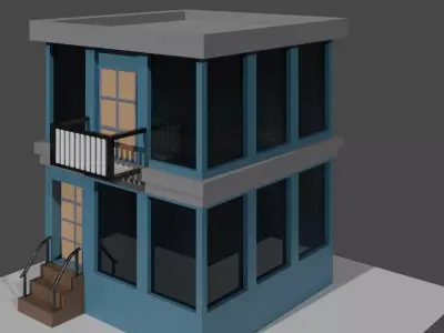 Modern house Free low-poly 3D model 2