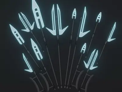 Sci-fi spears and swords collection pack Low-poly 3D model