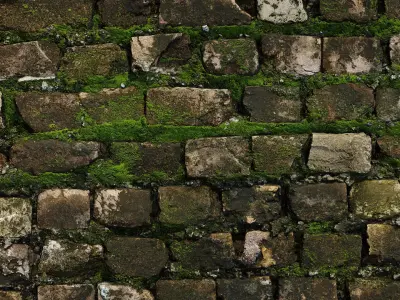 Mossy Old Brick Wall PBR Texture