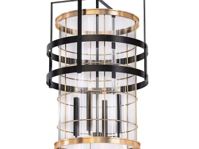 BEACON pendant light in brass and glass 3D model