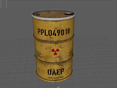 Radioactive waste barrel Low-poly 3D model
