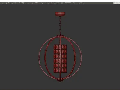 3 Light Chrome Finish 24 Globe Orb Chandelier Low-poly 3D model