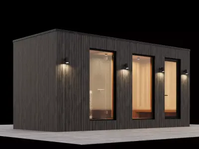 Mobile sauna and accessories 3D model