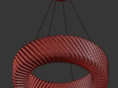 HELIX circular pendant light made of glass and metal 3D model
