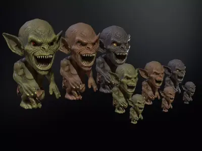 MiniMonster4Pack1 Low-poly 3D model