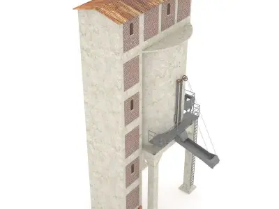 Concrete coal silo 3D model