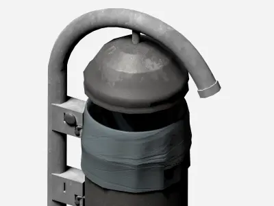 Grey cage type trash can with carrier bag Low-poly 3D model