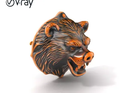 Bear Head Door Knocker Bronze Finish model pack Low-poly 3D model