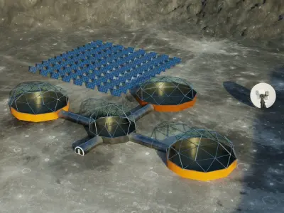 Moon Martian base 3D model Low-poly 3D model