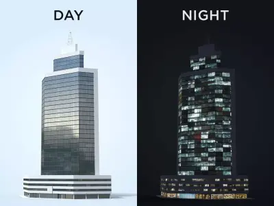 Office Building Day and Night Low-poly 3D model