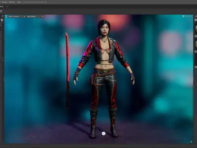 Cyber Punk  Asian Girl Low-poly 3D model