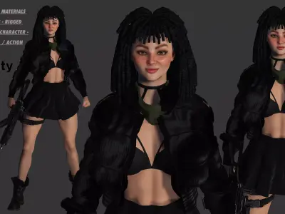AAA 3D REALISTIC FEMALE CHARACTER - GUN SHOOTER GTA 02 Low-poly 3D model