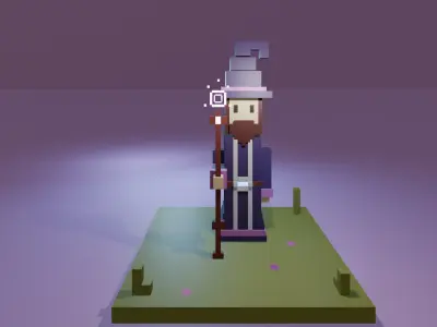 Voxel Wizard Low-poly 3D model