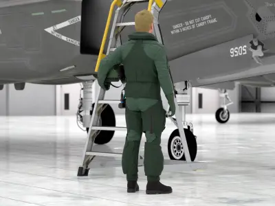  Jet Fighter Pilot with Helmet in Hand Fur 