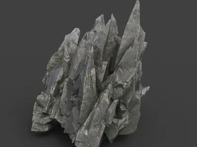 Spiky Black Rock 220616  Low-poly 3D model