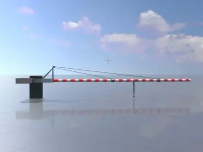 Railway Crossing Barrier 7 m closed Low-poly 3D model