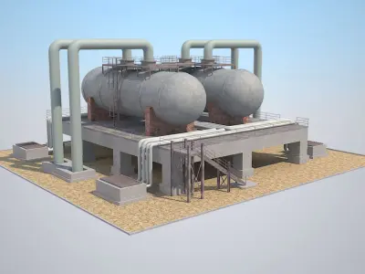 Industrial Silo 01 Low-poly 3D model