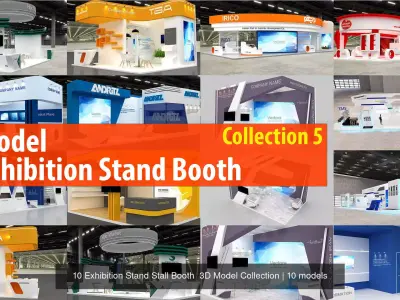 10 Exhibition Stand Stall Booth  3D Model Collection5 3D Model Pack