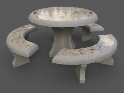 PBR Concrete Picnic Table B Low-poly 3D model