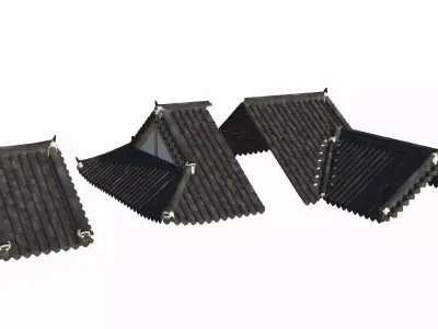 Traditional Korean Hanok Modular Roof Set 3D model
