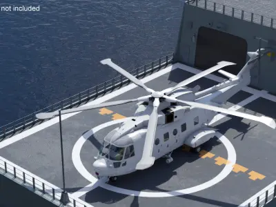  Transport Helicopter on Landing Pad 