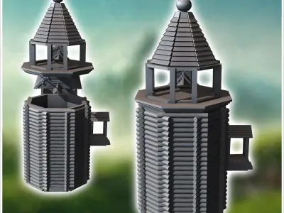 Orthodox Christian wooden church with entrance under a shelter w 3D print model