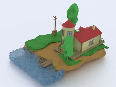 an old house Low-poly 3D model