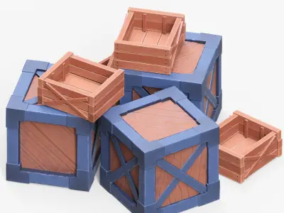 Stylized Wooden Boxes 3D model