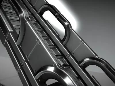 Futuristic Stairs Collection Silver and Basic Version Low-poly 3D model