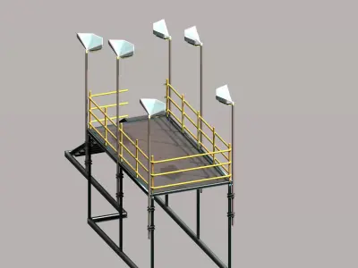 Modular mounting small platform with light  Low-poly 3D model