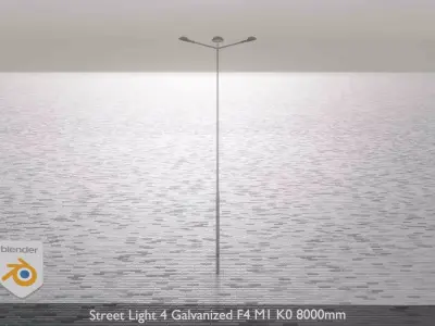 Street Light 4 Galvanized F4 M1 K0 8000mm  Low-poly 3D model