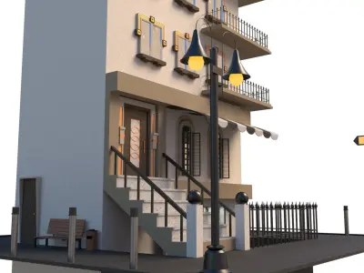 Cartoon Building 3D model purchase