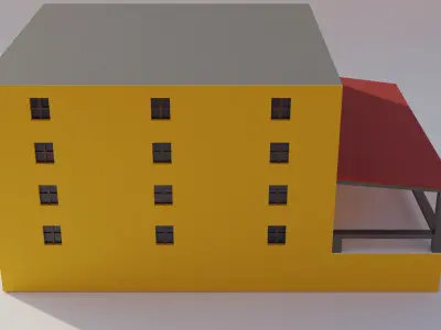 Modern Building Low-poly 3D model 8