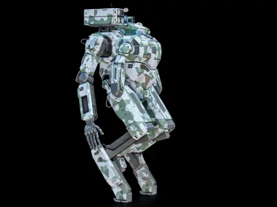  Sci-Fi Combat Mech Exoskeleton Suit - Green Protective PBR 
