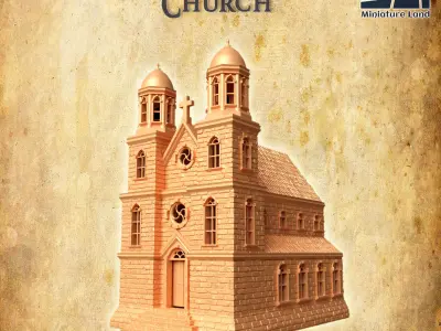 Caribbean Church Tabletop Terrain 28 MM 3D print model