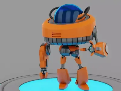 Toon Robot rigged - animated character 3D model