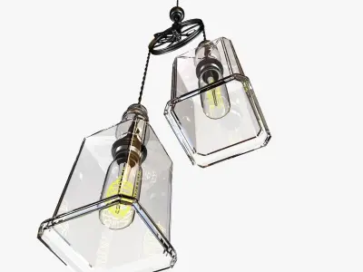 Whiskey Bottles Pulley Pendant Lighting 3D model