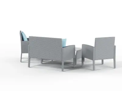 Havenside Home Stillwater Gray 4-piece Rattan Seating 3D model