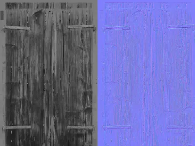 Old wooden doorway and windows  3D  model Low-poly 3D model